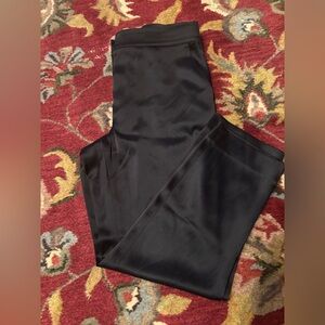 St. John Black Satin Wide-Leg Trousers